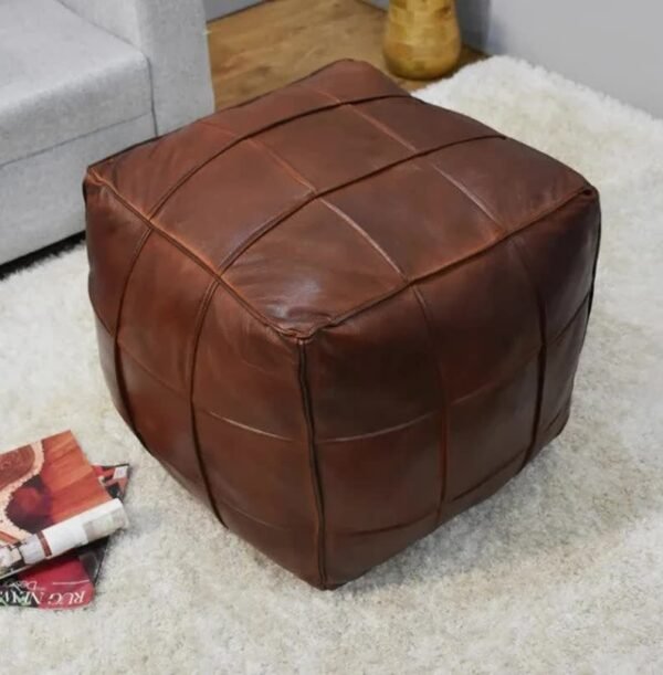 Pouf Ottoman Carré en cuir